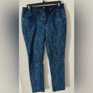 Earl Jeans Floral Motif Blue on Blue Skinny Jeans